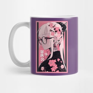 Aesthetic Anime Girl Pink Rosa Black | Quality Aesthetic Anime Design | Premium Chibi Manga Anime Art Mug